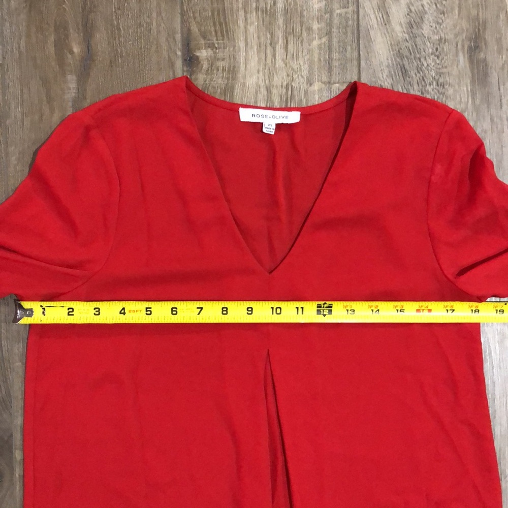 Worn once! - ROSE + OLIVE Pleat Front V-Neck Blouse - Picture 7 of 8